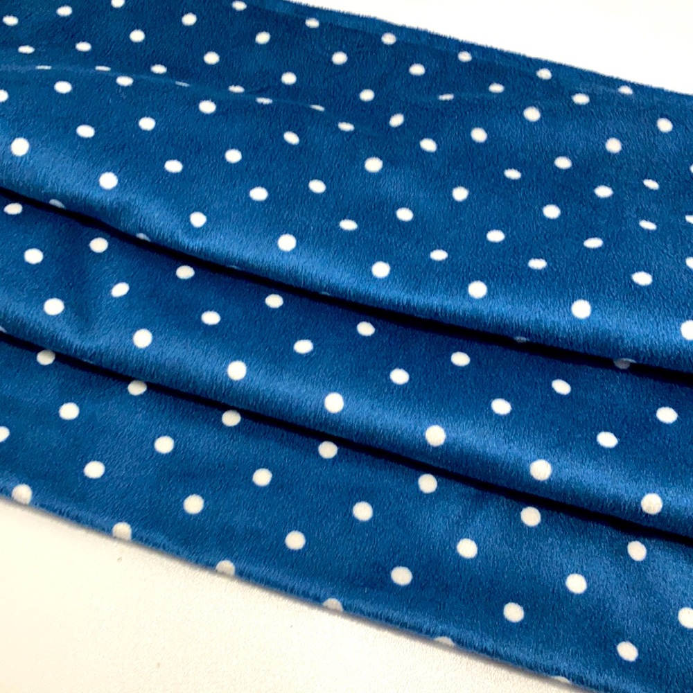 21”x16” doll blanket super soft blue polka dots